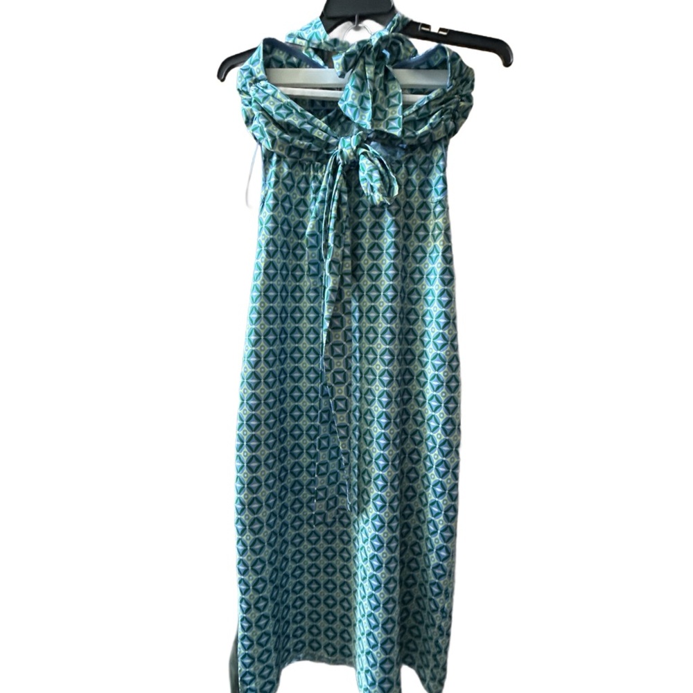 Vestique Teal and Yellow Geometric Maxi Dress - Picture 4 of 6